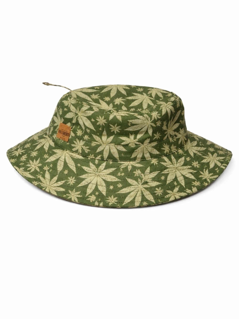Vintage Leaf Print Bucket Hat – Made in Nepal – 100% Cotton